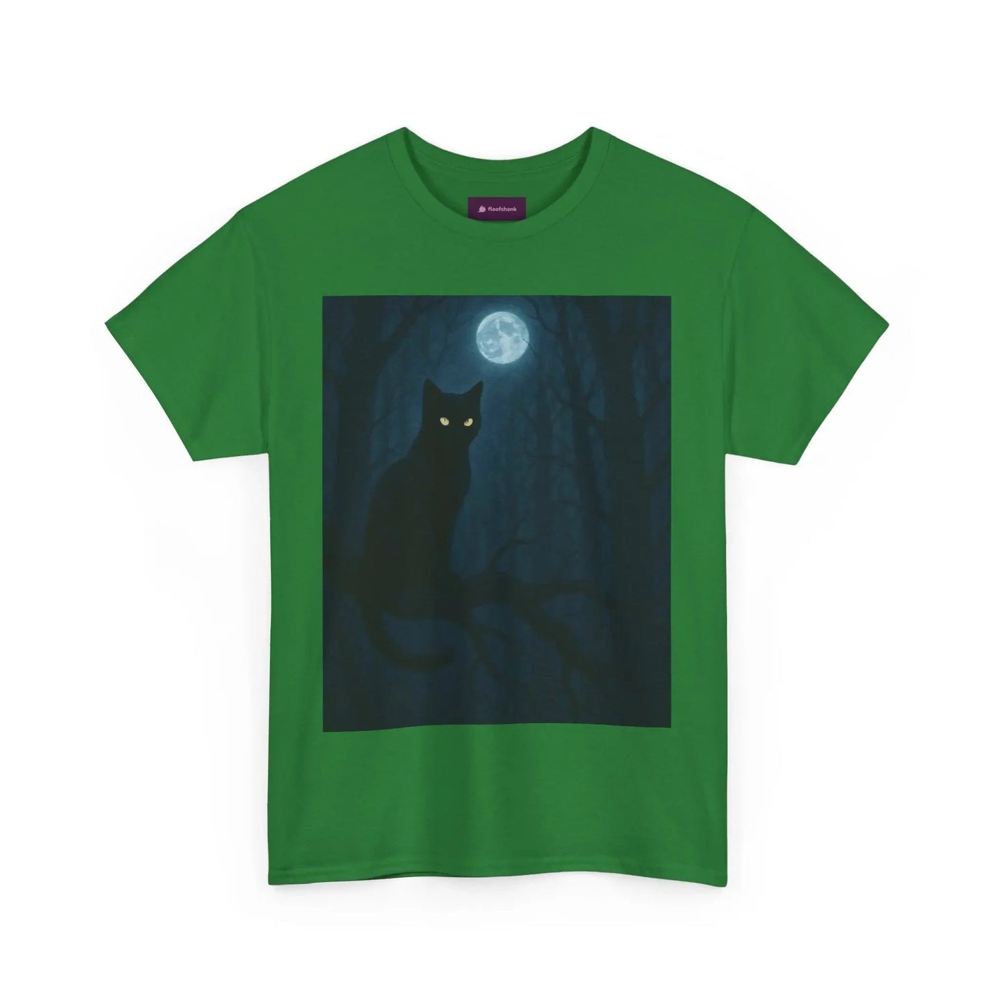 Mystical Cat Tee - Unique Gift for Halloween, Unisex Heavy Cotton Shirt, Cat Lovers, Spooky Style, Night Out, Halloween Shirt - FloofChonk