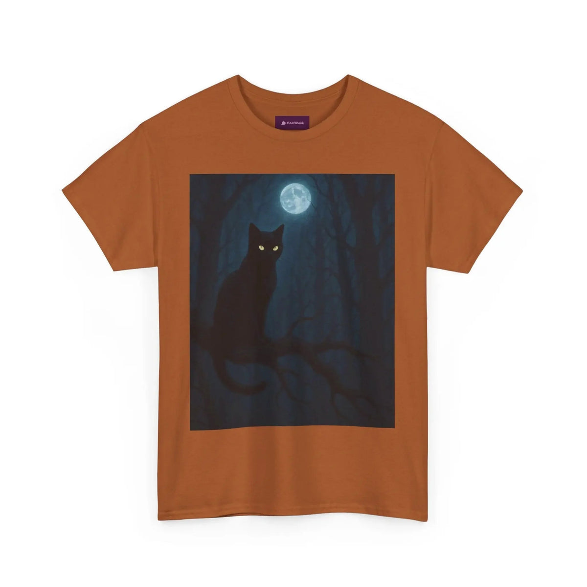 Mystical Cat Tee - Unique Gift for Halloween, Unisex Heavy Cotton Shirt, Cat Lovers, Spooky Style, Night Out, Halloween Shirt - FloofChonk