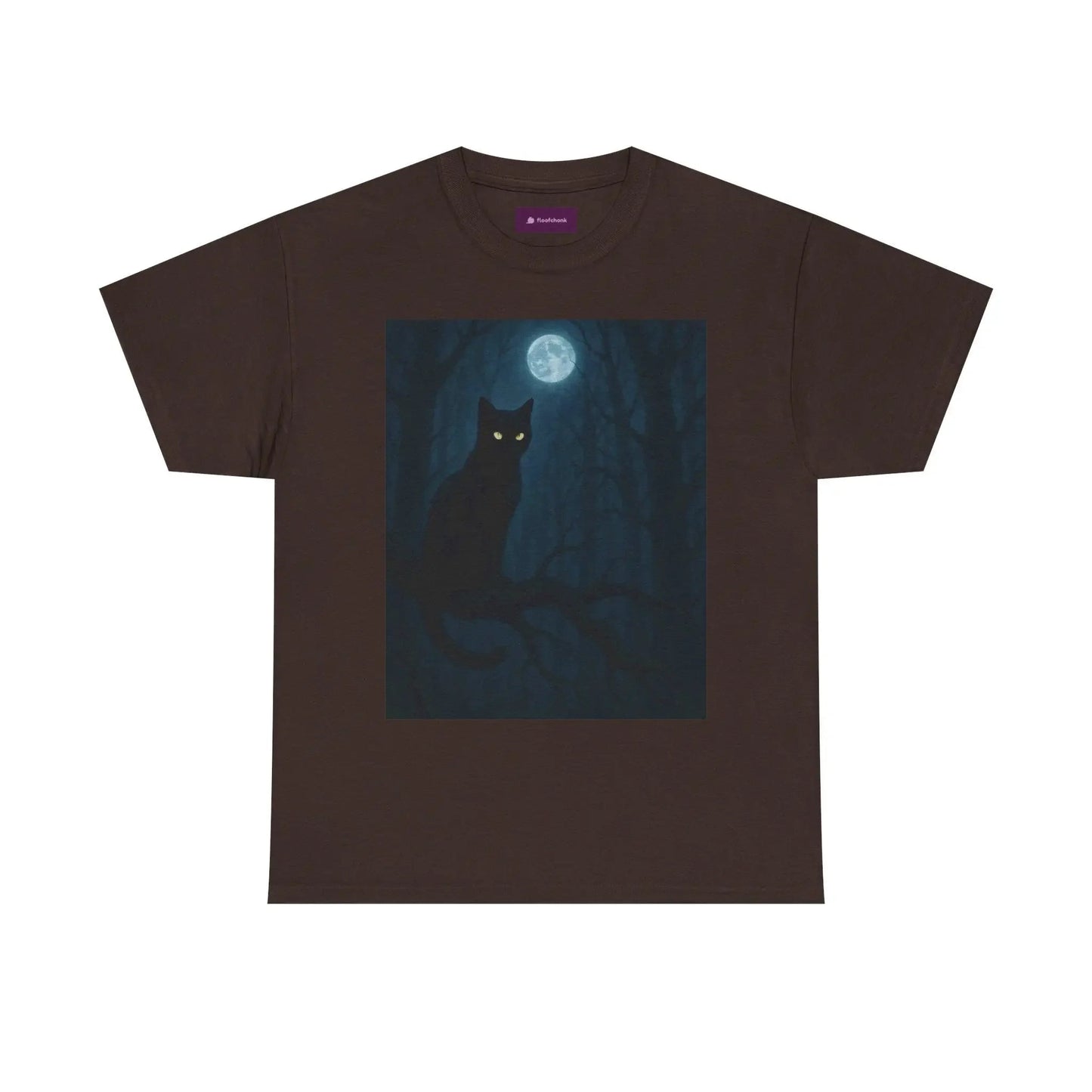 Mystical Cat Tee - Unique Gift for Halloween, Unisex Heavy Cotton Shirt, Cat Lovers, Spooky Style, Night Out, Halloween Shirt - FloofChonk