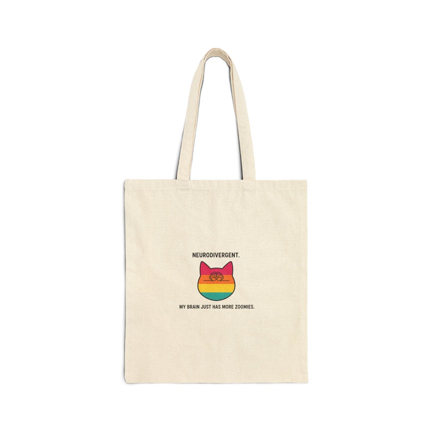 Neurodivergent Cat Rainbow Canvas Tote Bag — "Neurodivergent: My Brain Just Has More Colors" - FloofChonk
