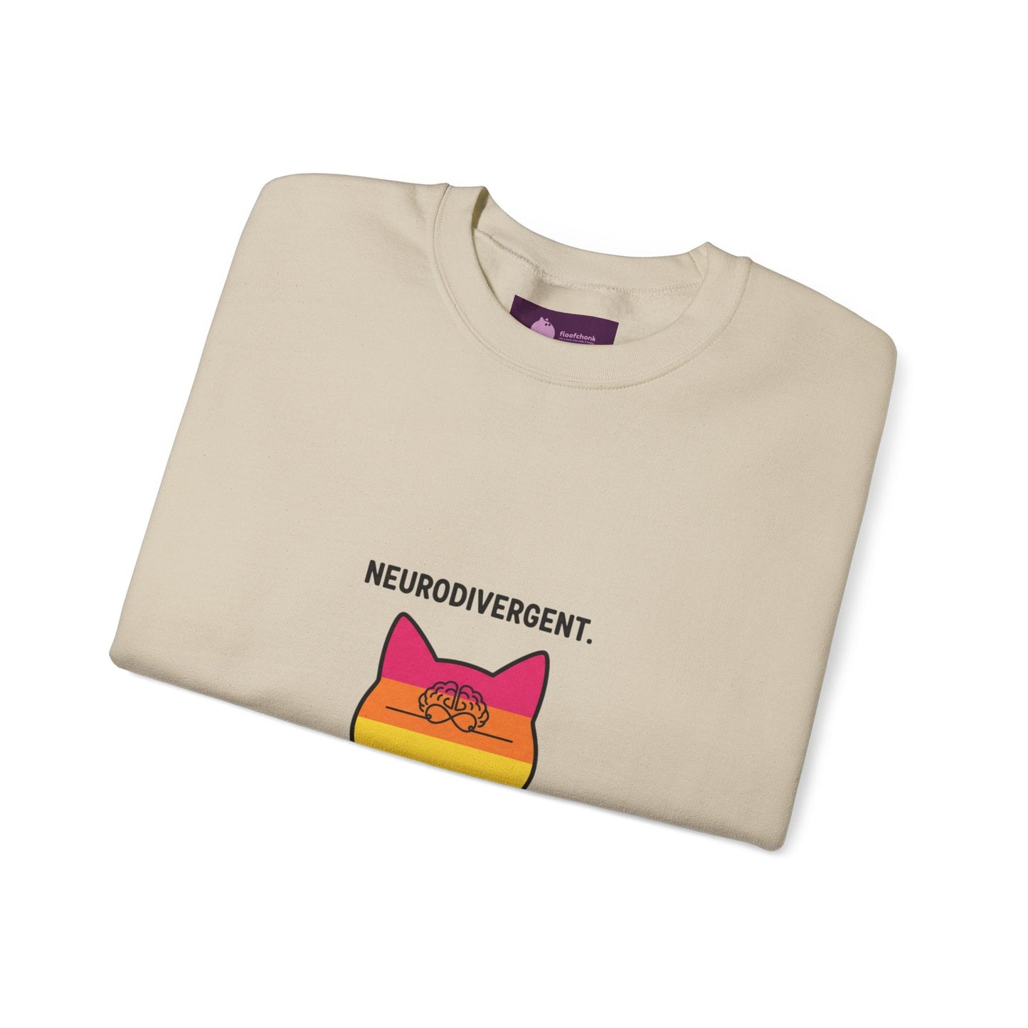 Neurodivergent Rainbow Cat Crewneck Sweatshirt — “My Brain Just Has More Zoomies” - FloofChonk