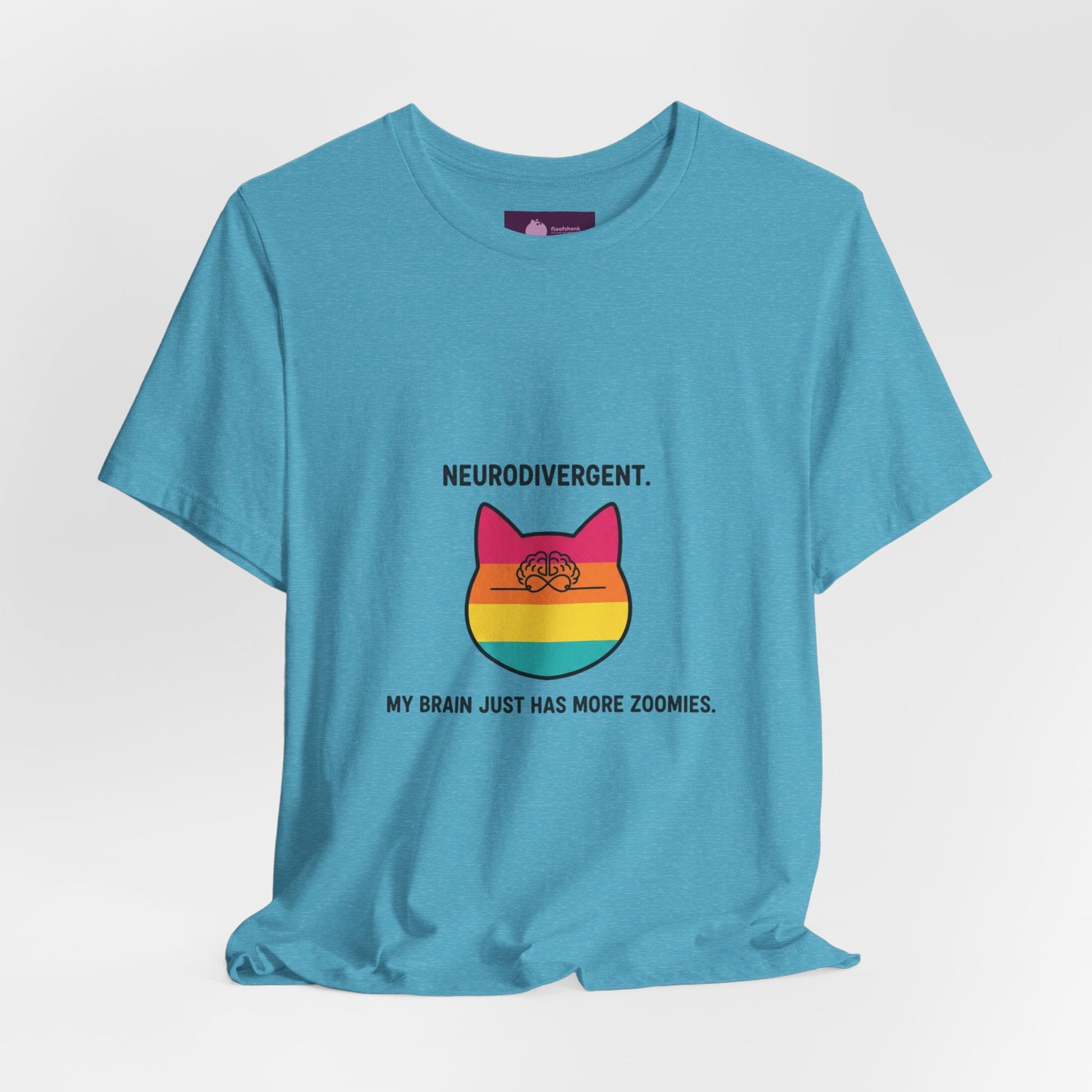 Neurodivergent Rainbow Cat Tee — "My Brain Just Has More Zoomies" - FloofChonk