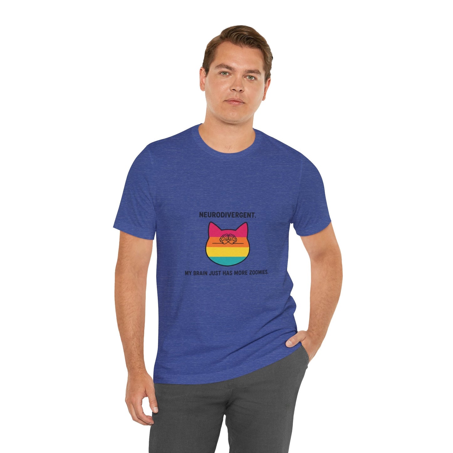 Neurodivergent Rainbow Cat Tee — "My Brain Just Has More Zoomies" - FloofChonk