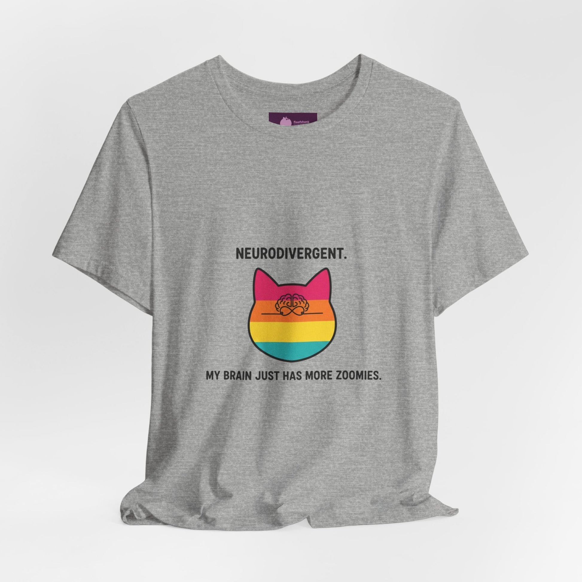 Neurodivergent Rainbow Cat Tee — "My Brain Just Has More Zoomies" - FloofChonk