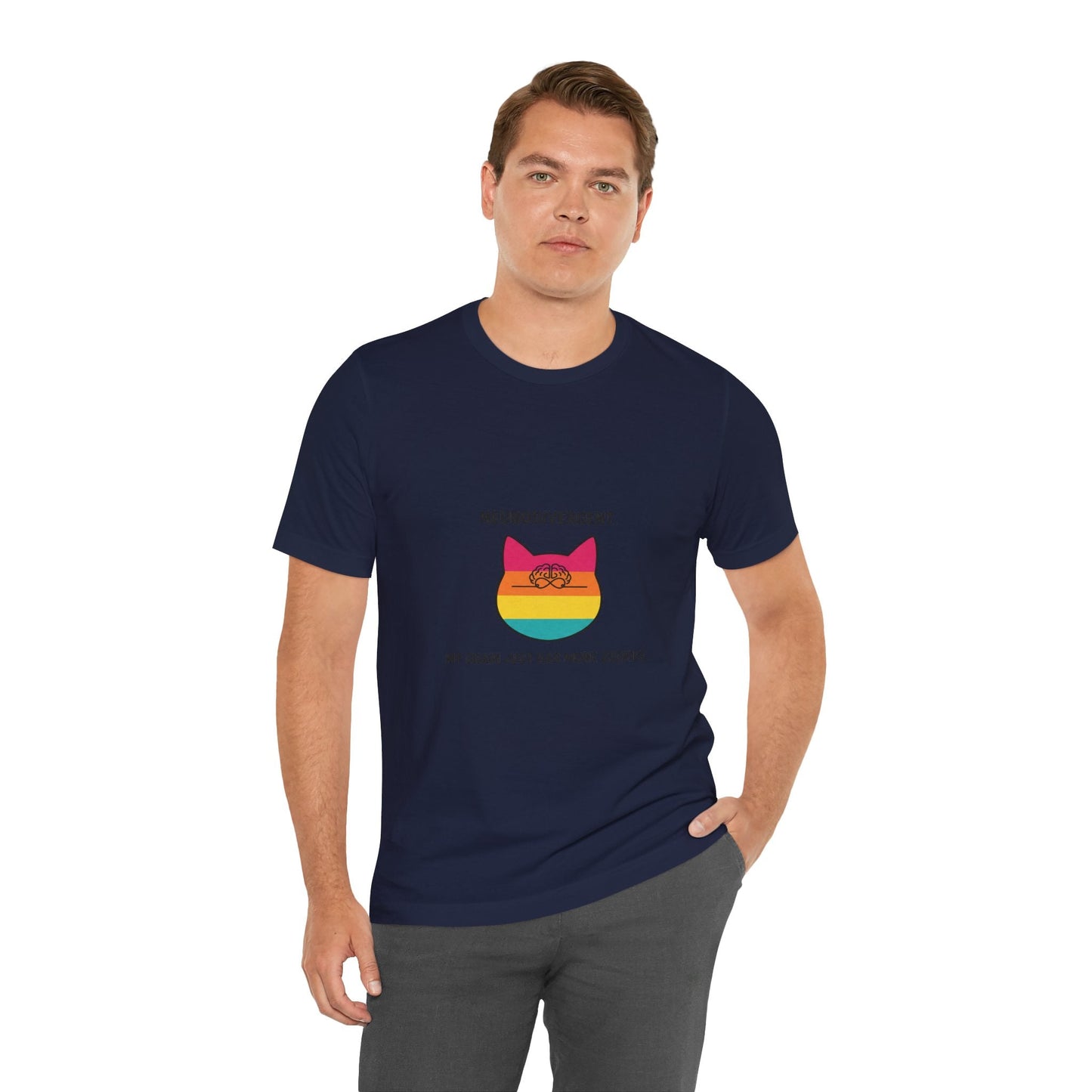Neurodivergent Rainbow Cat Tee — "My Brain Just Has More Zoomies" - FloofChonk