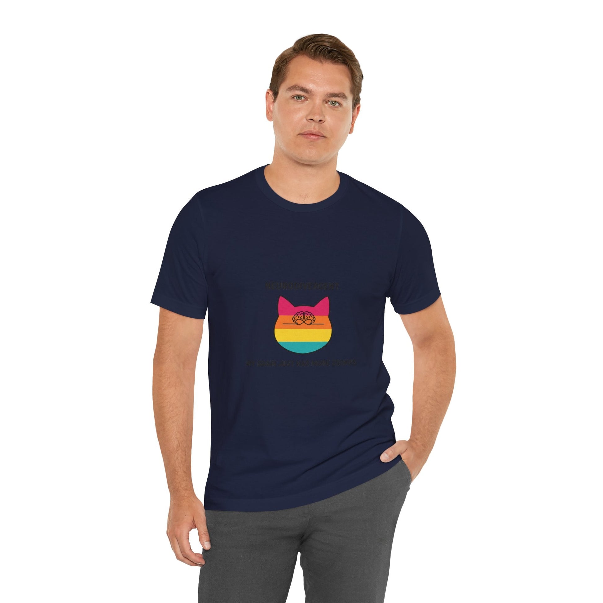 Neurodivergent Rainbow Cat Tee — "My Brain Just Has More Zoomies" - FloofChonk
