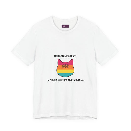 Neurodivergent Rainbow Cat Tee — "My Brain Just Has More Zoomies" - FloofChonk