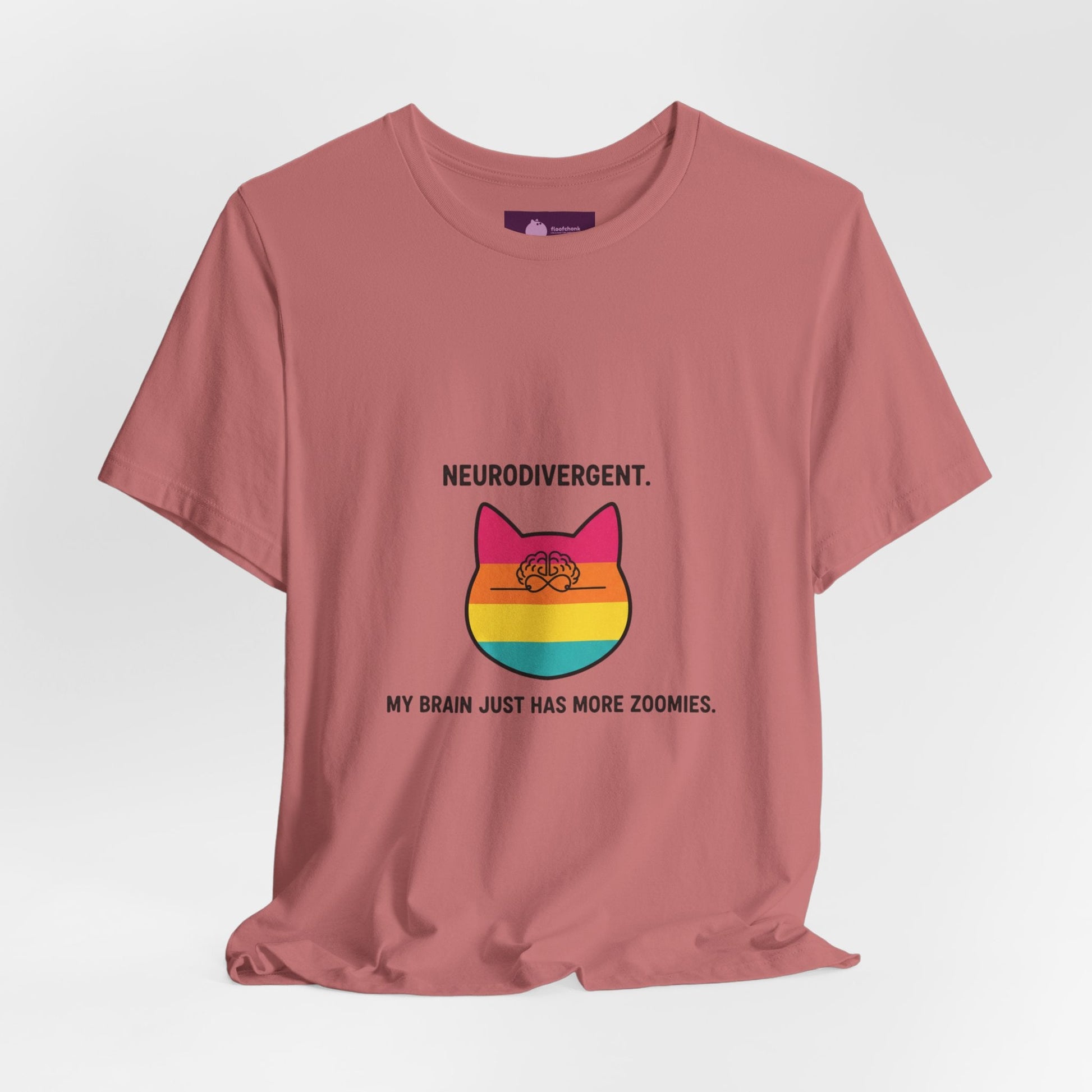 Neurodivergent Rainbow Cat Tee — "My Brain Just Has More Zoomies" - FloofChonk