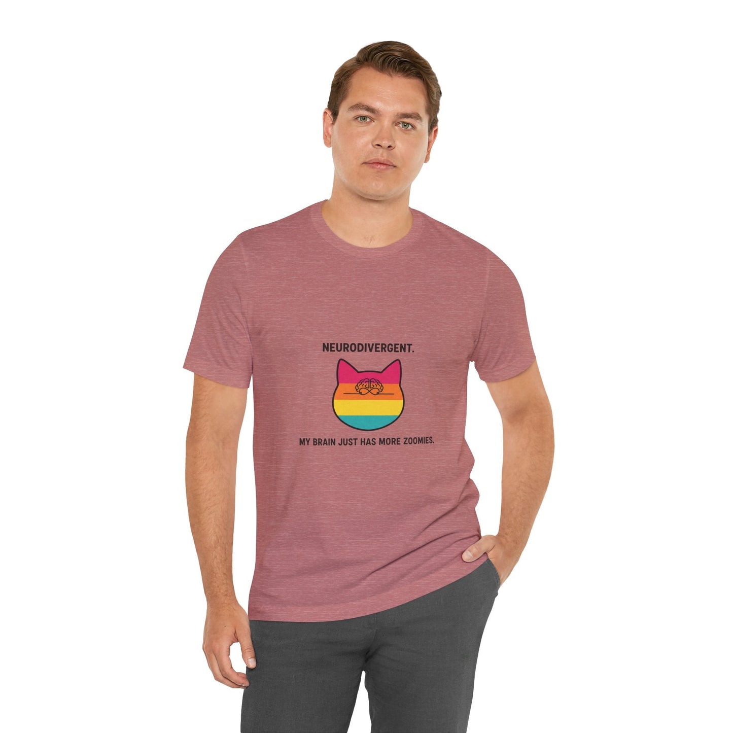 Neurodivergent Rainbow Cat Tee — "My Brain Just Has More Zoomies" - FloofChonk