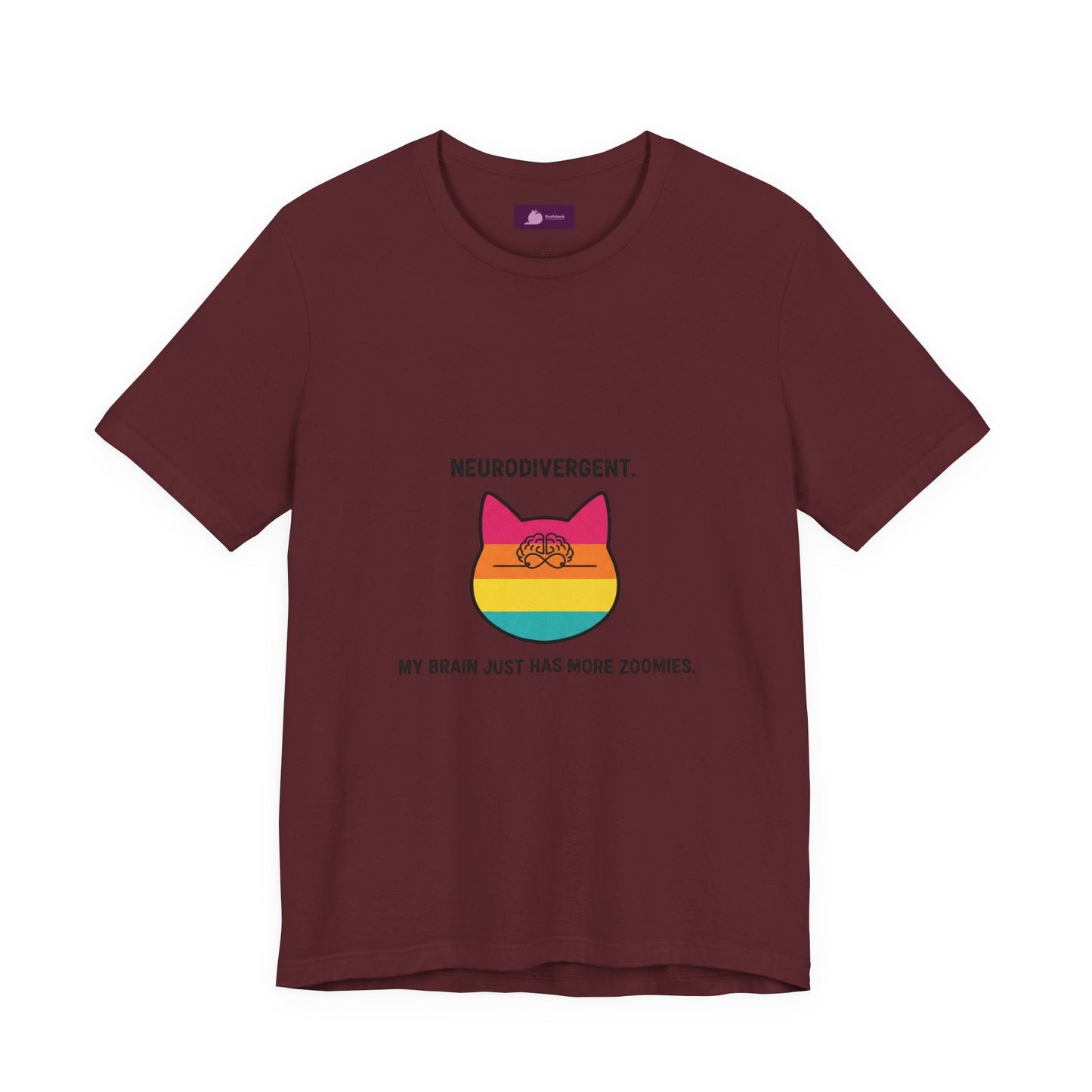 Neurodivergent Rainbow Cat Tee — "My Brain Just Has More Zoomies" - FloofChonk