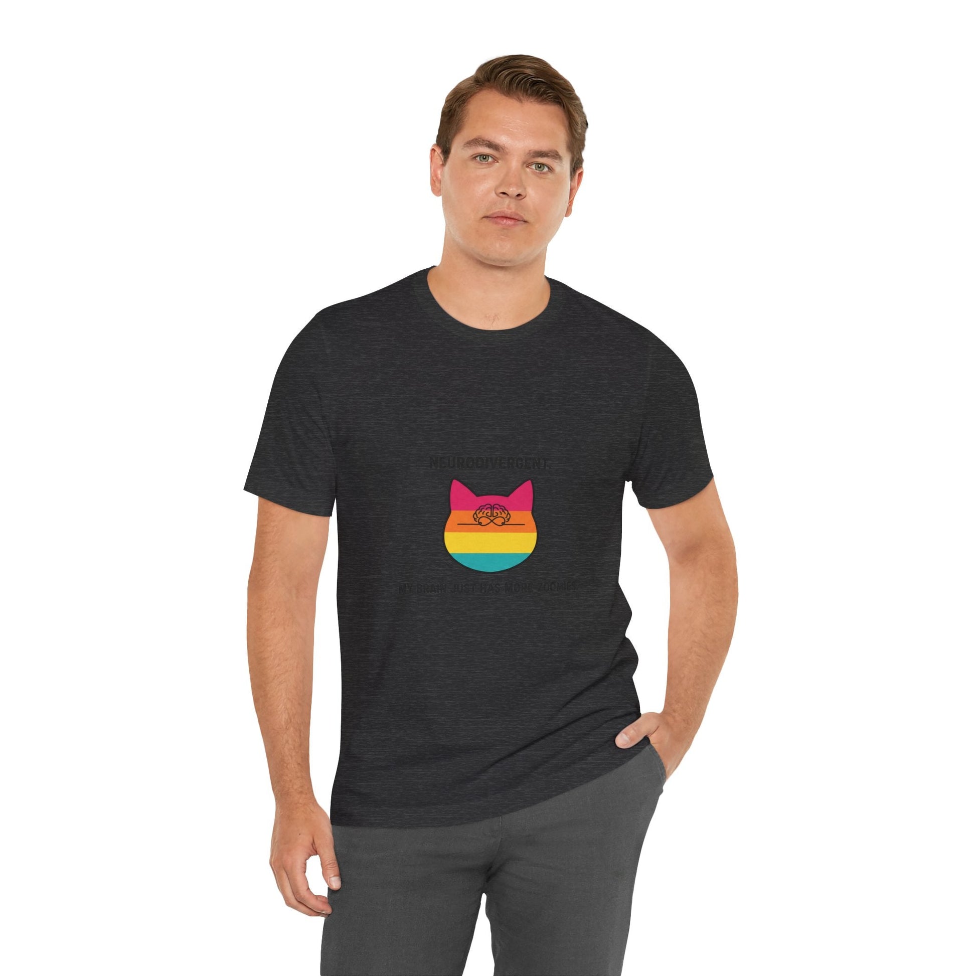 Neurodivergent Rainbow Cat Tee — "My Brain Just Has More Zoomies" - FloofChonk