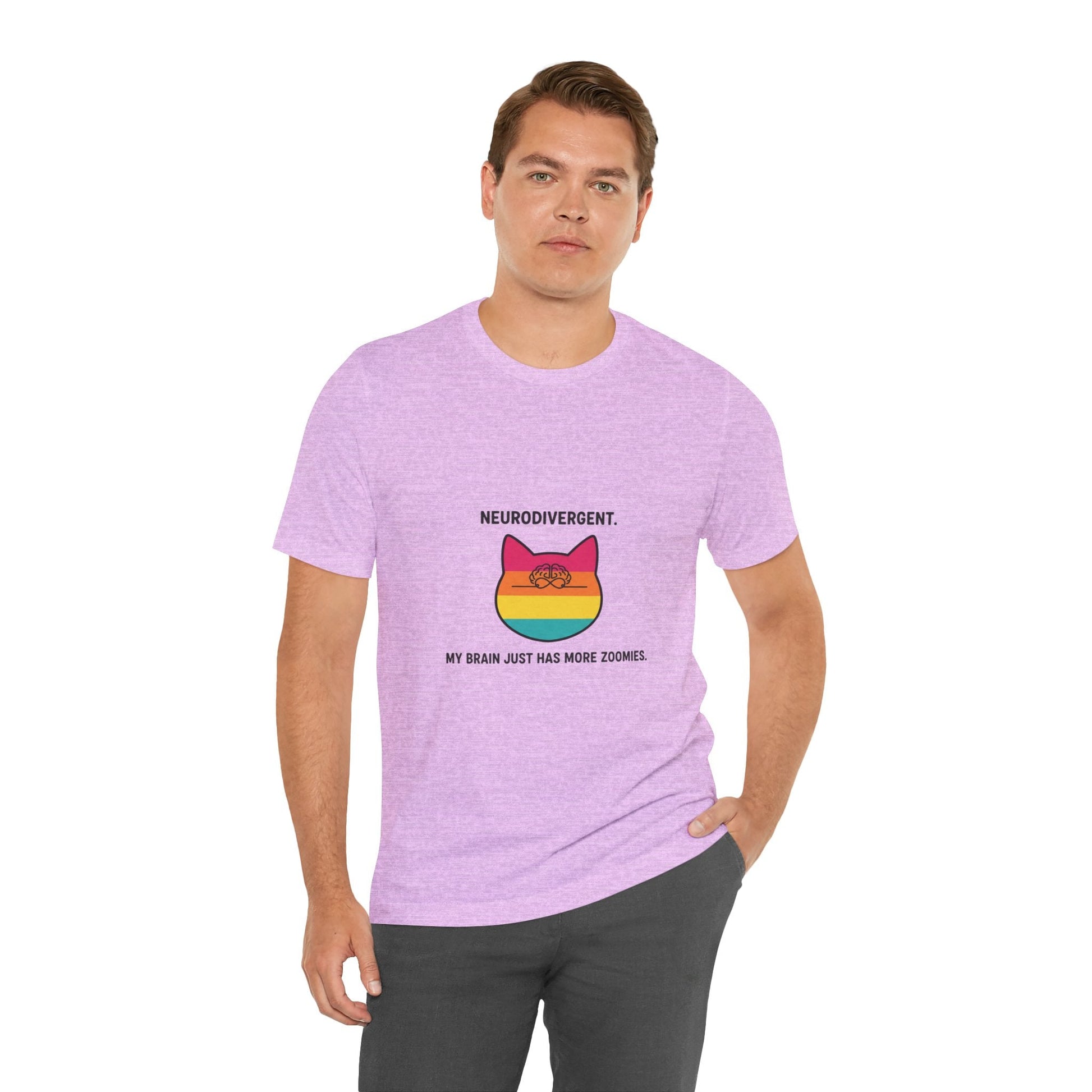 Neurodivergent Rainbow Cat Tee — "My Brain Just Has More Zoomies" - FloofChonk