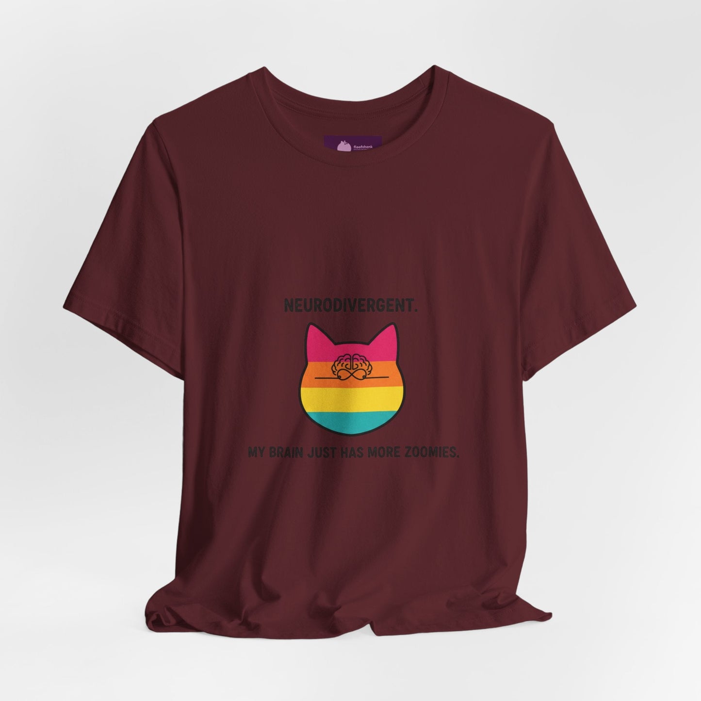 Neurodivergent Rainbow Cat Tee — "My Brain Just Has More Zoomies" - FloofChonk