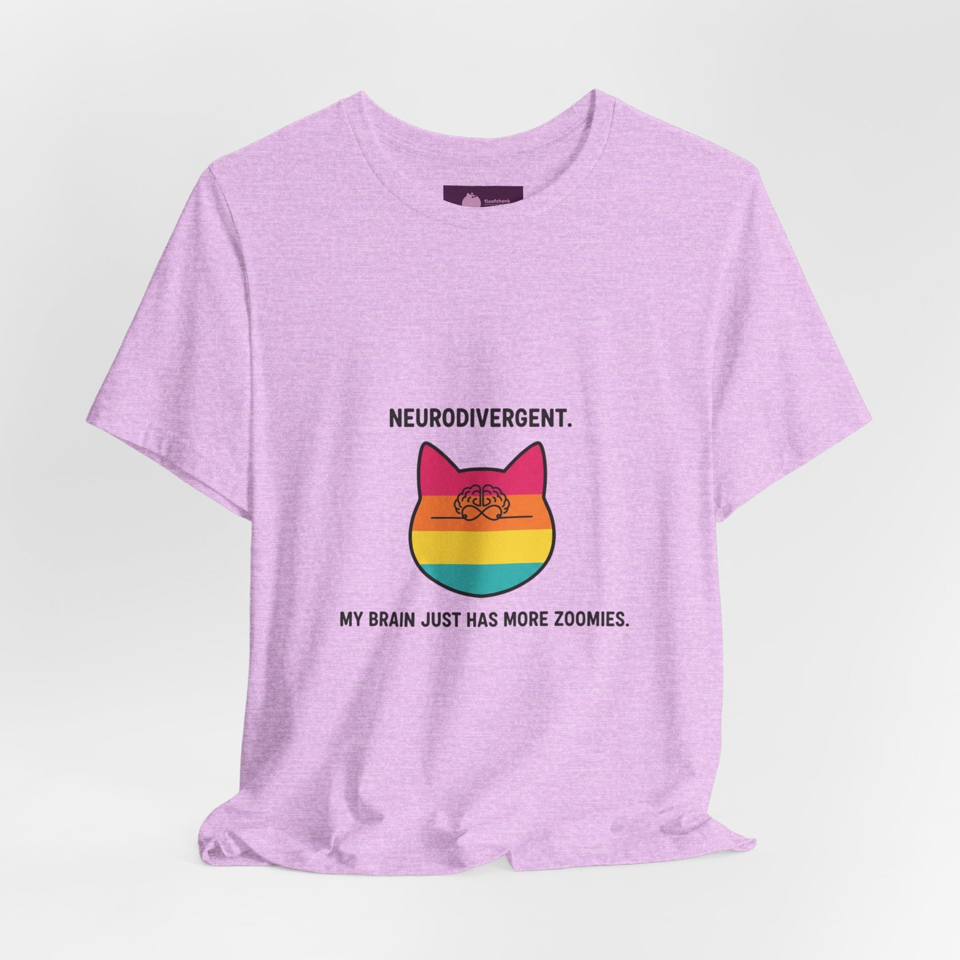 Neurodivergent Rainbow Cat Tee — "My Brain Just Has More Zoomies" - FloofChonk