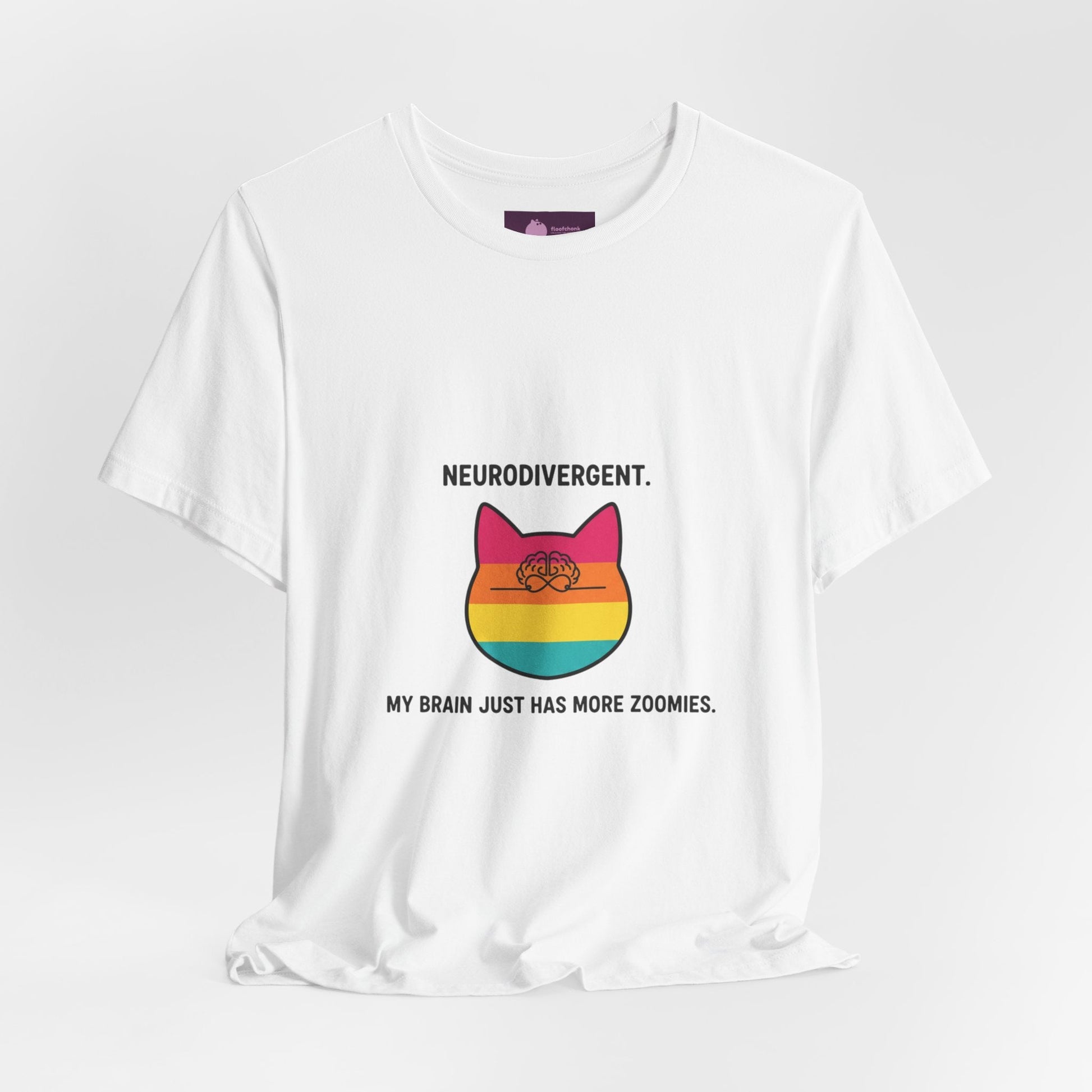 Neurodivergent Rainbow Cat Tee — "My Brain Just Has More Zoomies" - FloofChonk