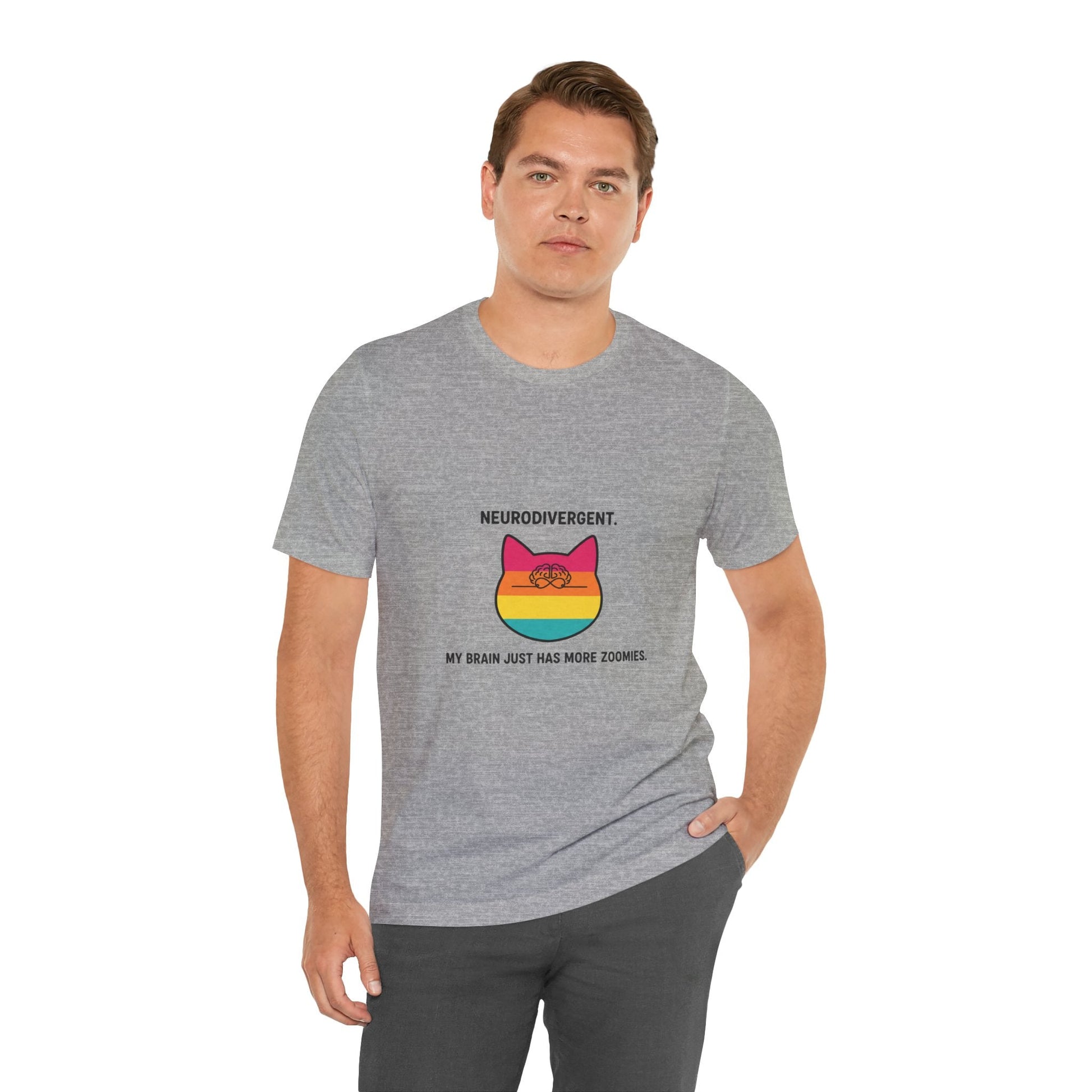 Neurodivergent Rainbow Cat Tee — "My Brain Just Has More Zoomies" - FloofChonk