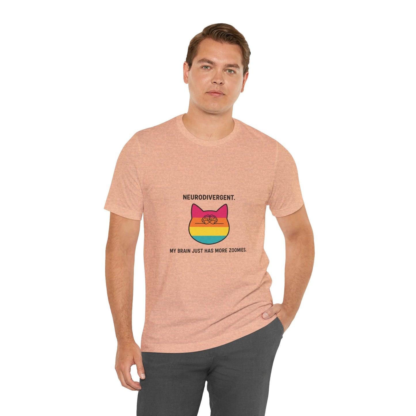 Neurodivergent Rainbow Cat Tee — "My Brain Just Has More Zoomies" - FloofChonk