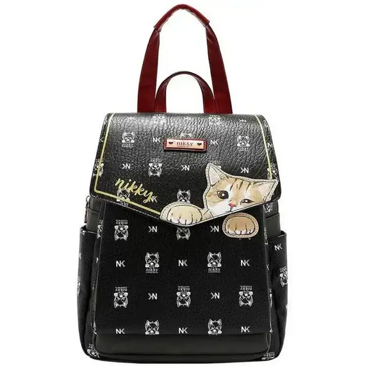 Nicole Lee USA Cat Eco - Leather Convertible Backpack Bag - FloofChonk