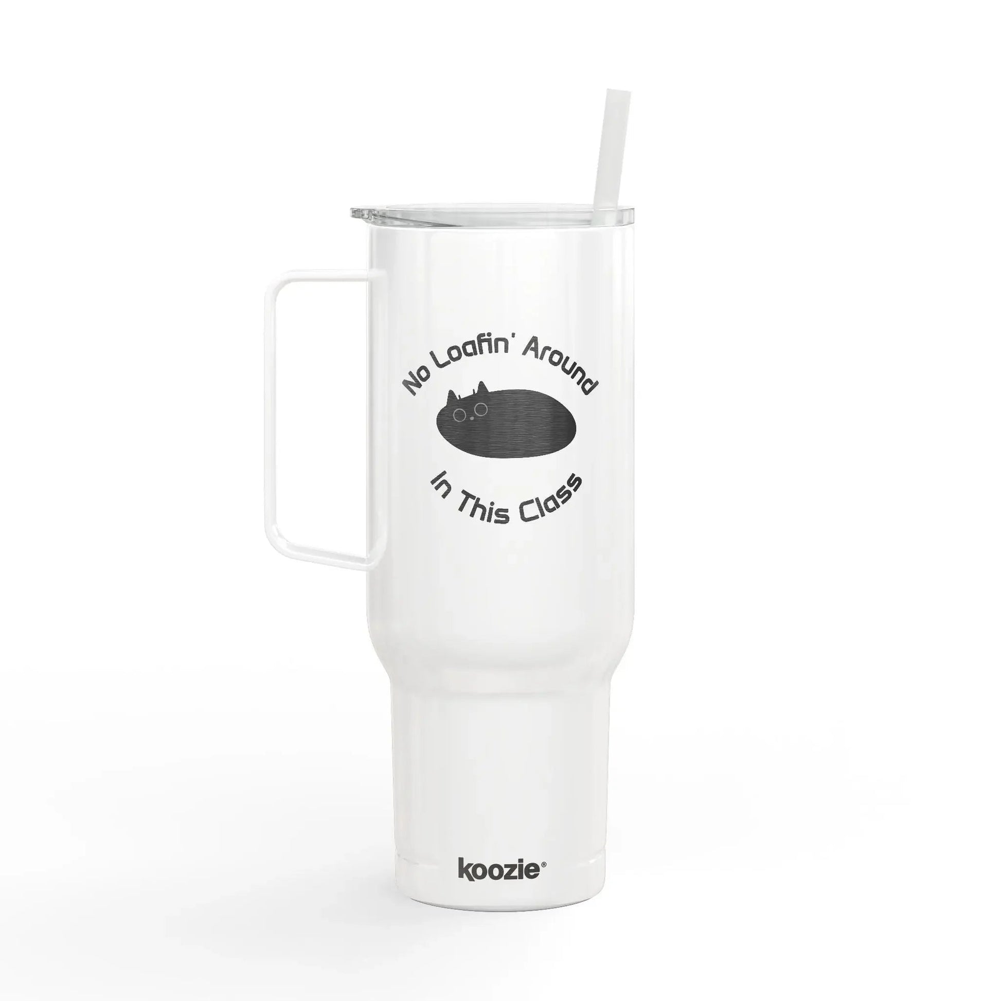 No Loafin' Around in Class Cat Lover Insulated Tumbler, 40oz - FloofChonk