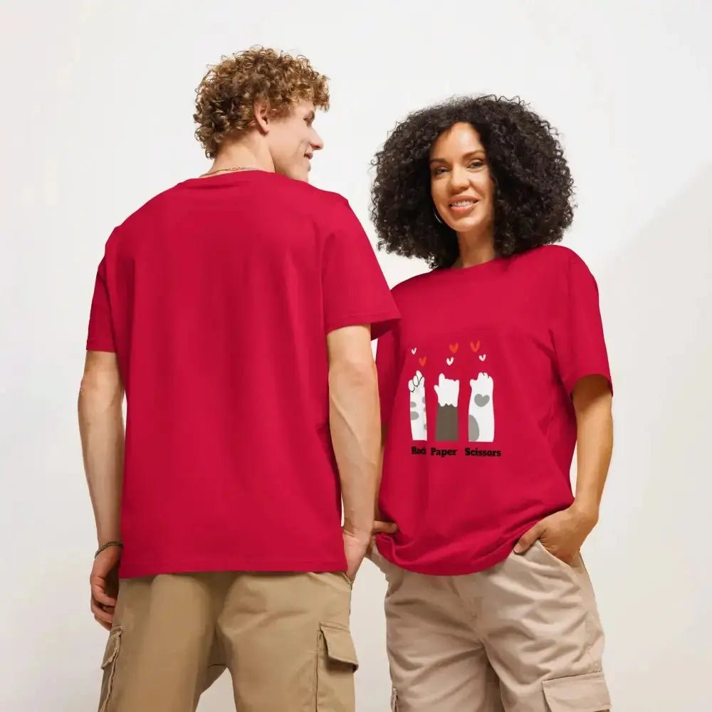 Organic Ribbed Neck T-Shirt with Rock, Paper, Scissors Graphic - FloofChonk