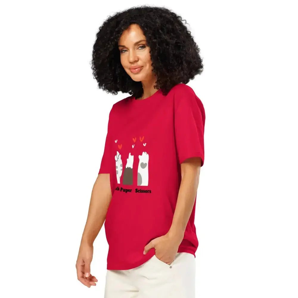 Organic Ribbed Neck T-Shirt with Rock, Paper, Scissors Graphic - FloofChonk