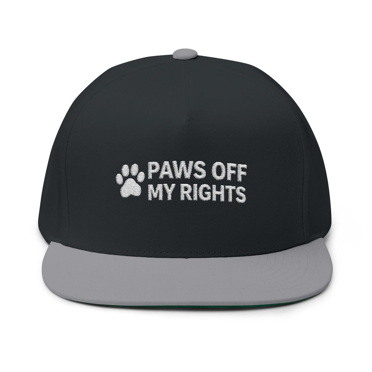 Paws Off My Rights Flat Bill Cap — Embroidered Cat Paw Freedom Hat - FloofChonk