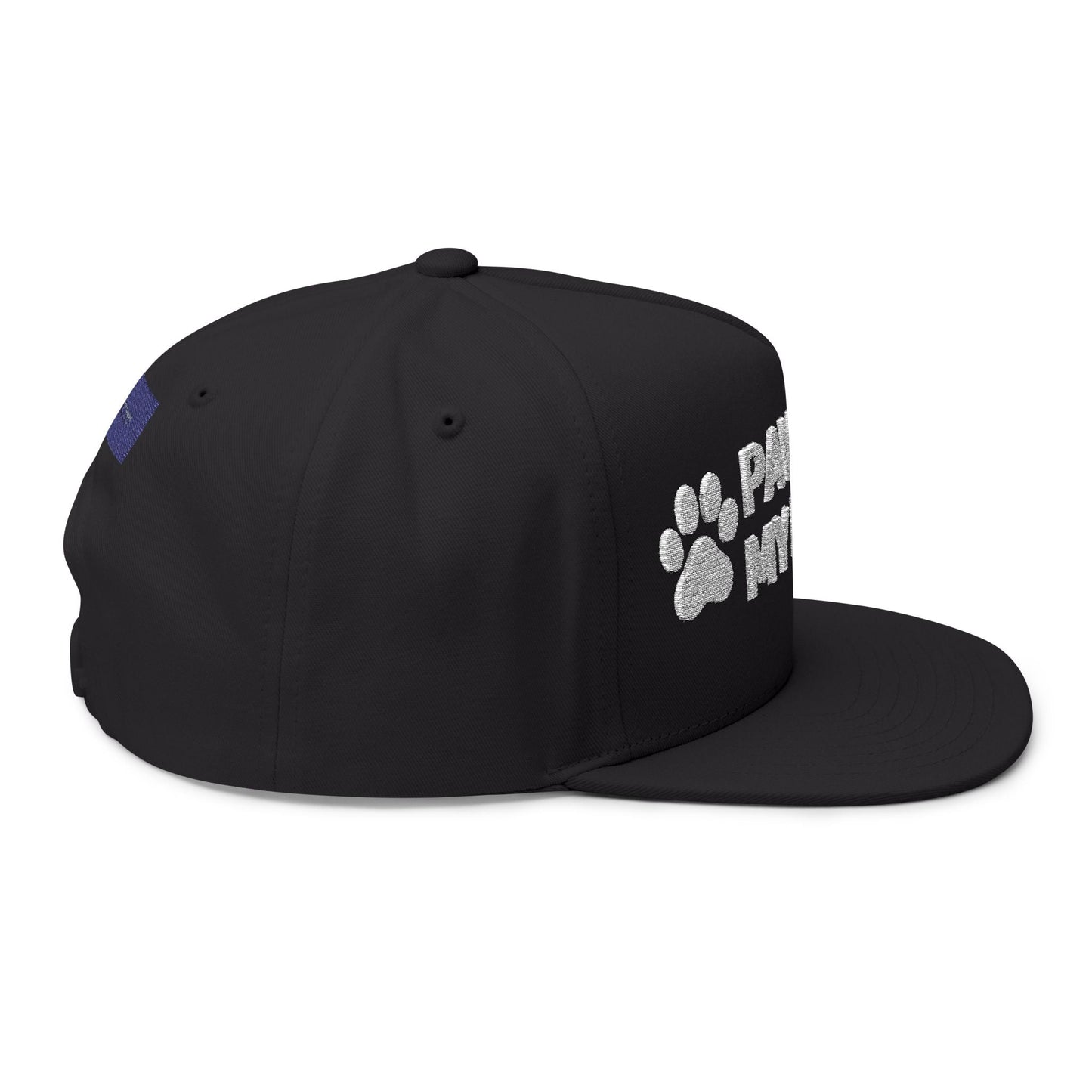 Paws Off My Rights Flat Bill Cap — Embroidered Dog Paw Freedom Hat - FloofChonk