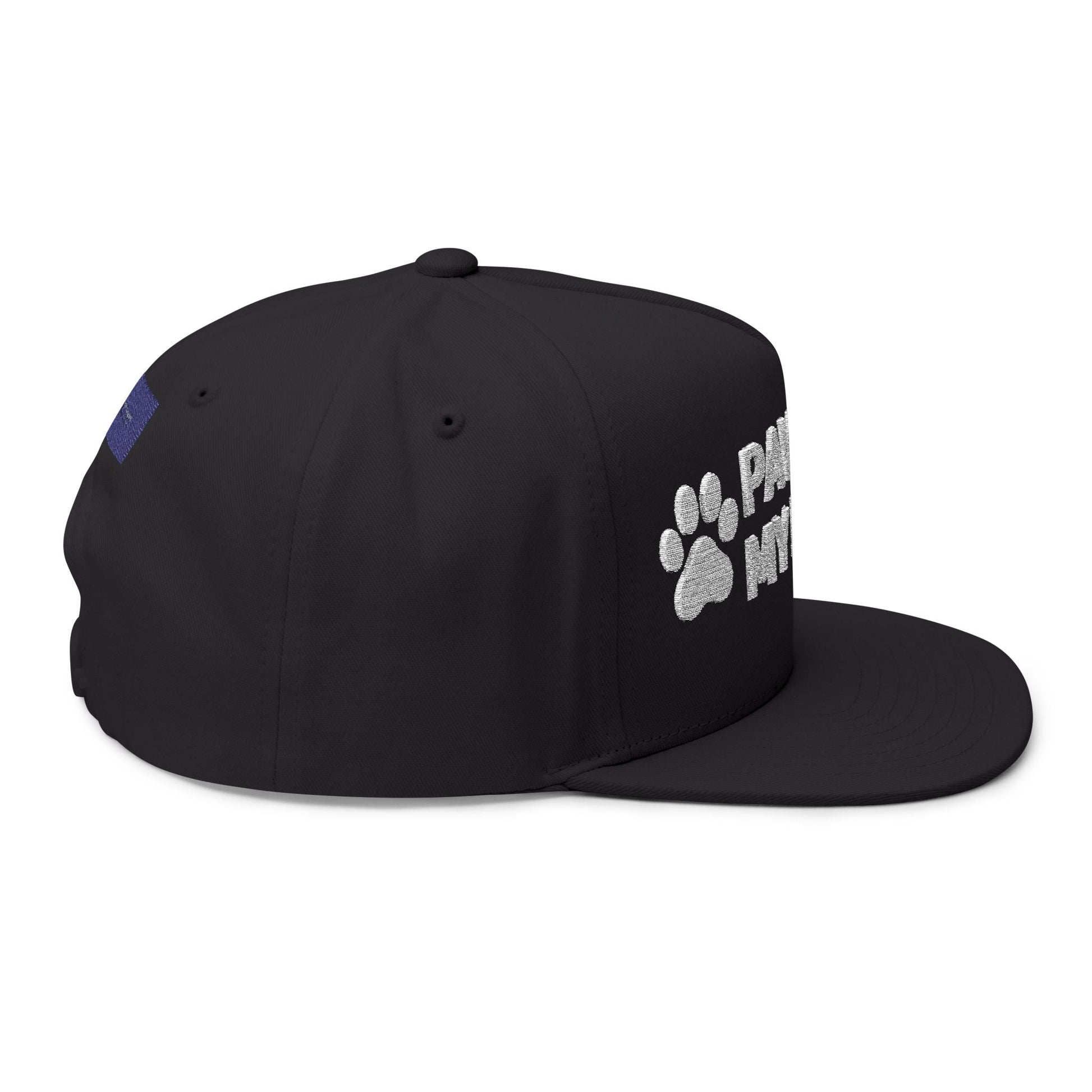 Paws Off My Rights Flat Bill Cap — Embroidered Dog Paw Freedom Hat - FloofChonk