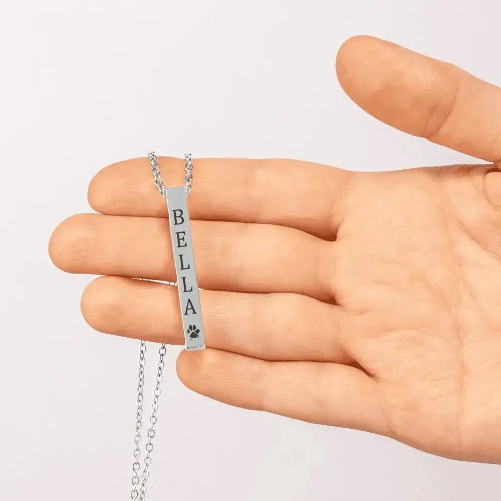 Pet Name & Paw Necklace - FloofChonk