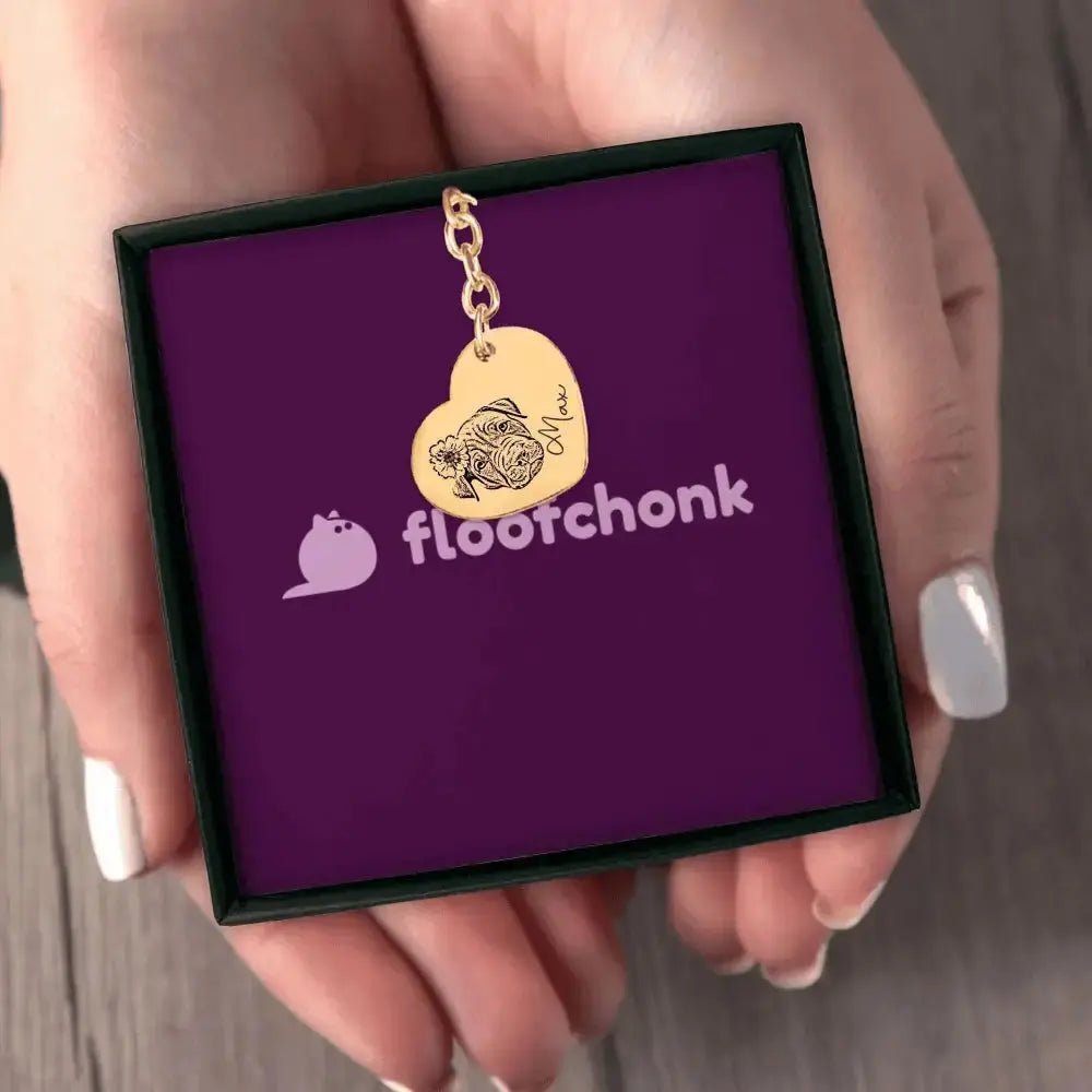Pet Portrait Heart Keychain - FloofChonk