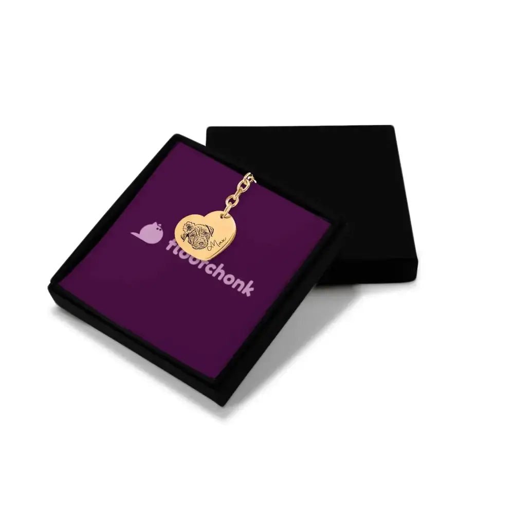 Pet Portrait Heart Keychain - FloofChonk