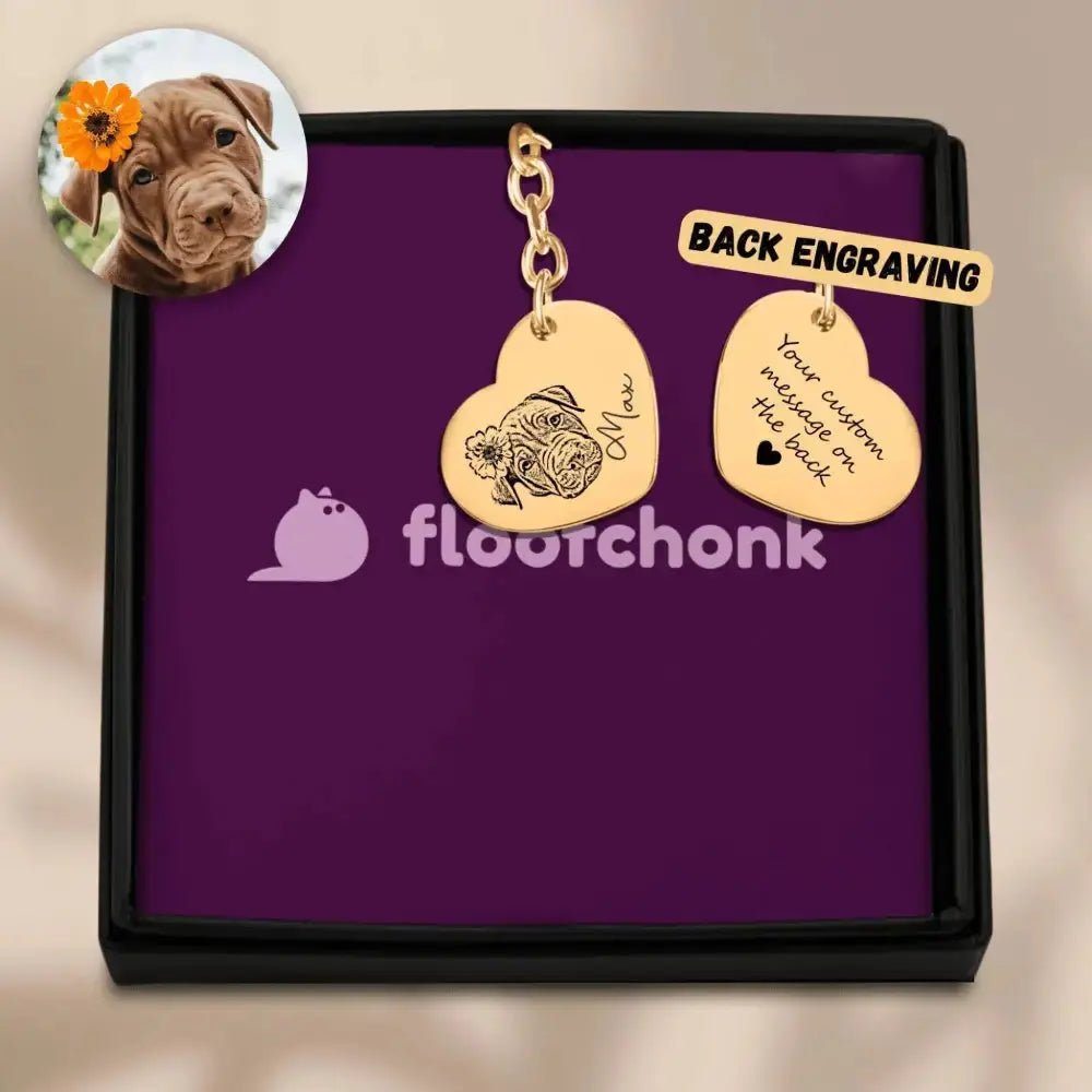 Pet Portrait Heart Keychain - FloofChonk