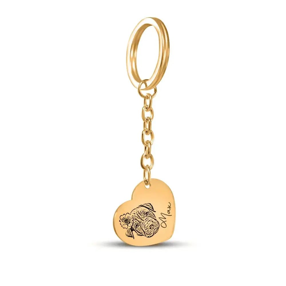 Pet Portrait Heart Keychain - FloofChonk
