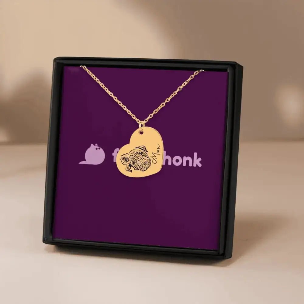 Pet Portrait Heart Necklace - FloofChonk