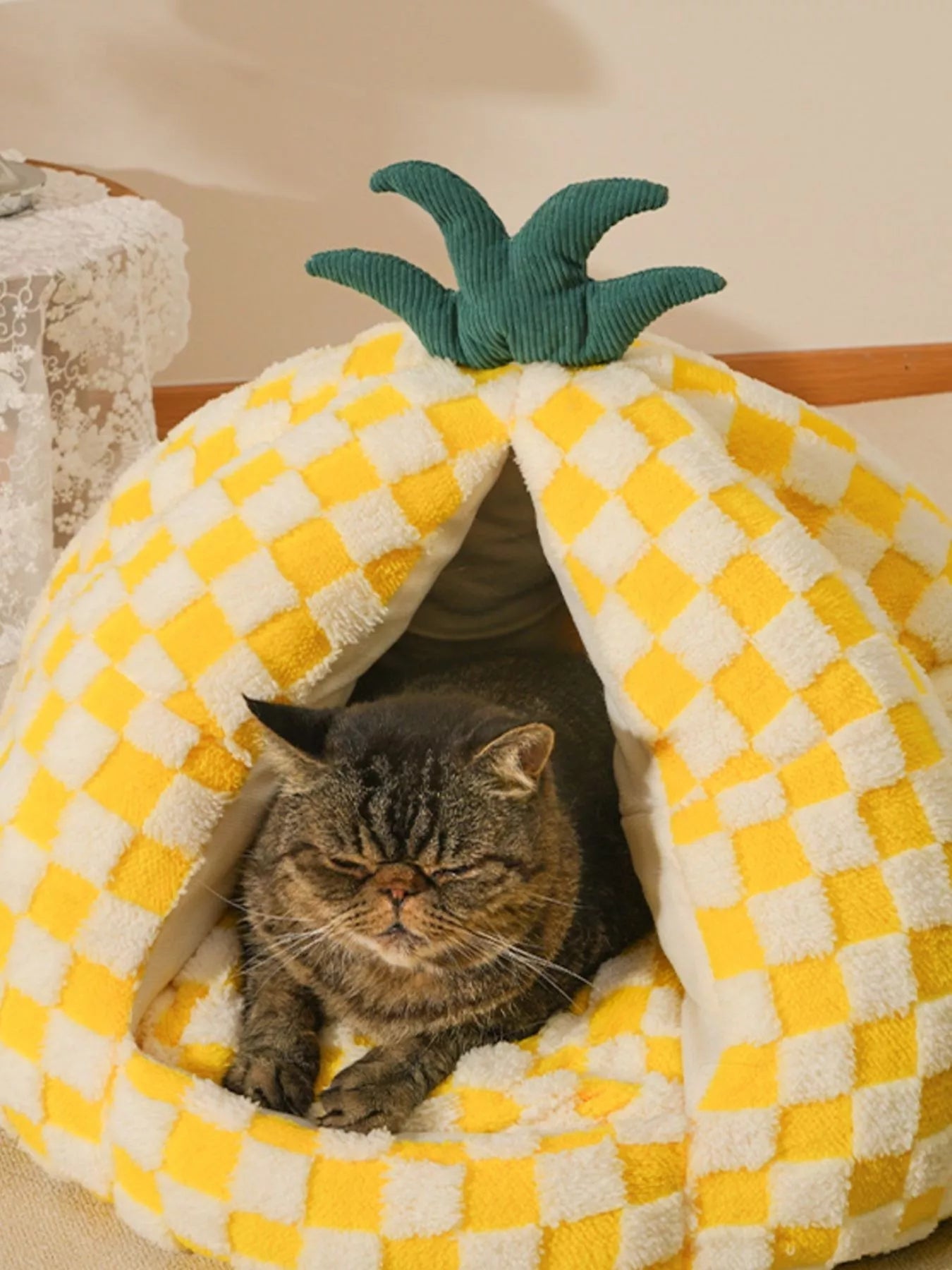 Pineapple Shaped Cozy Pet Nest - FloofChonk