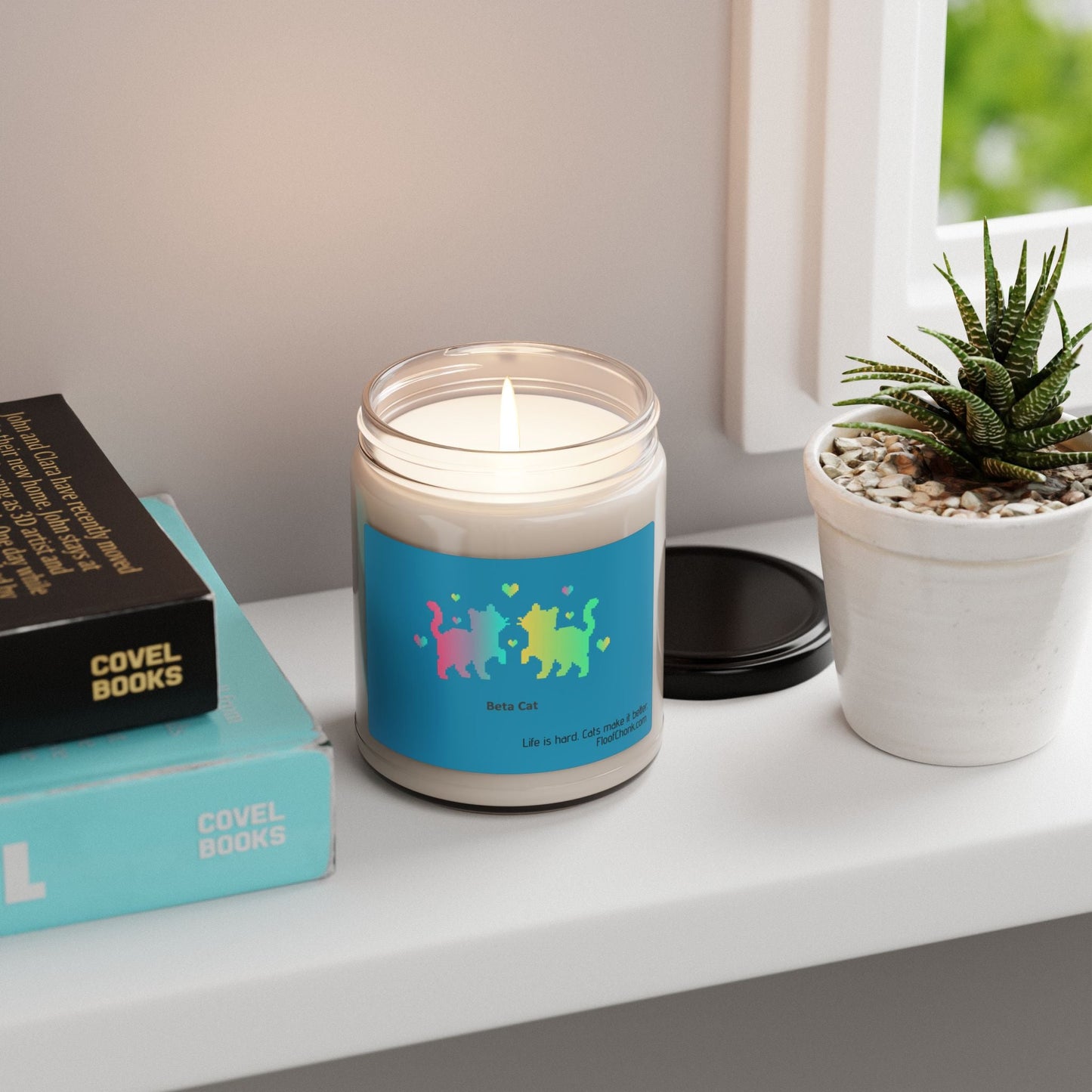 Pixel Pet Cats Candle | 8 - bit Device Nostalgia, Retro Gadget Art - FloofChonk