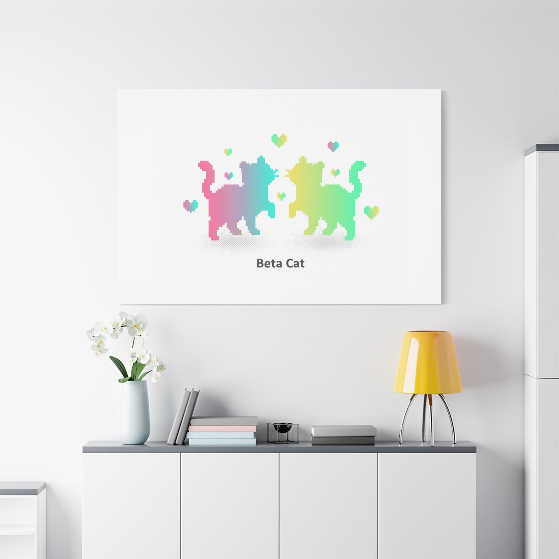 Pixel Pet Cats Canvas | Pixel Pet Nostalgia, 8 - bit Device Aesthetic - FloofChonk