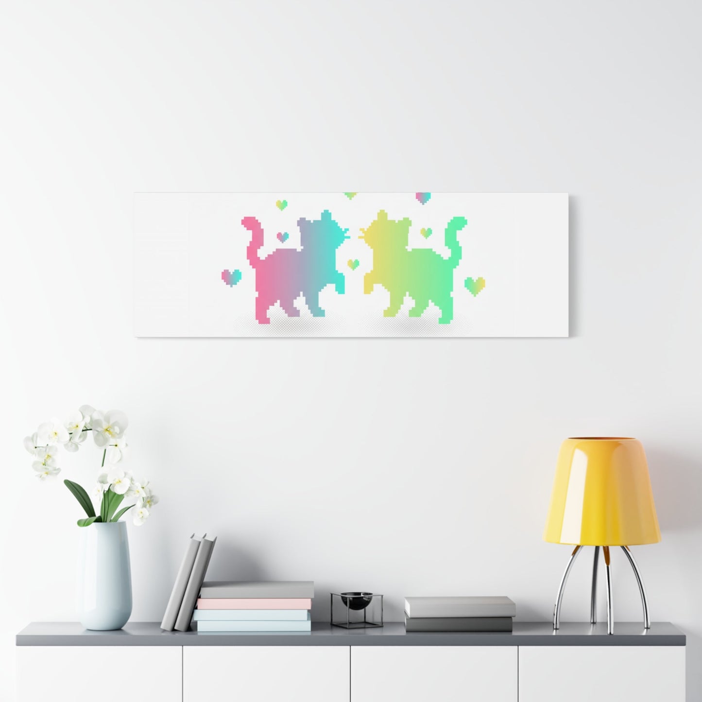 Pixel Pet Cats Canvas | Pixel Pet Nostalgia, 8 - bit Device Aesthetic - FloofChonk