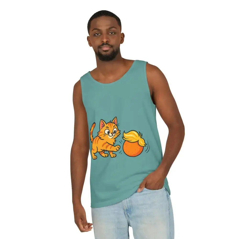 Playful Cat Graphic Tank Top for Summer - Tank Top