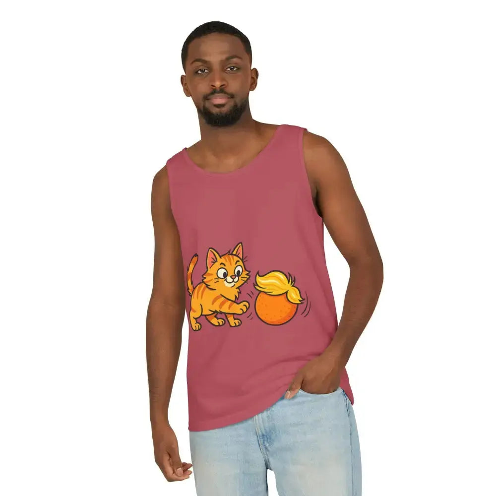 Playful Cat Graphic Tank Top for Summer - Tank Top