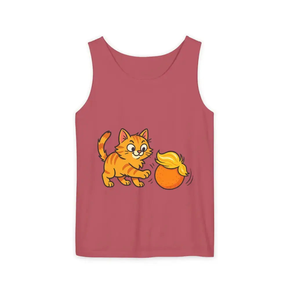 Playful Cat Graphic Tank Top for Summer - Crimson / S - Tank Top