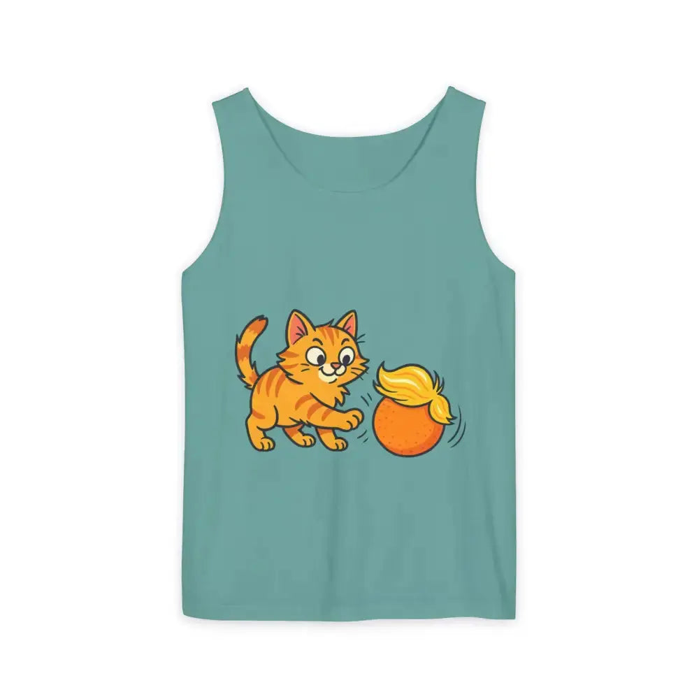 Playful Cat Graphic Tank Top for Summer - Seafoam / XS - Tank Top