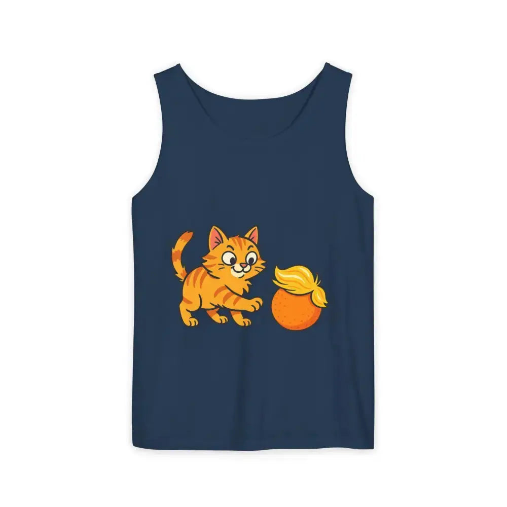 Playful Cat Graphic Tank Top for Summer - True Navy / S - Tank Top
