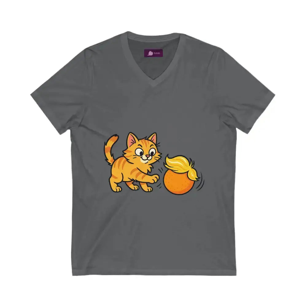 Playful Cat V-Neck Tee - Asphalt / S - V-neck