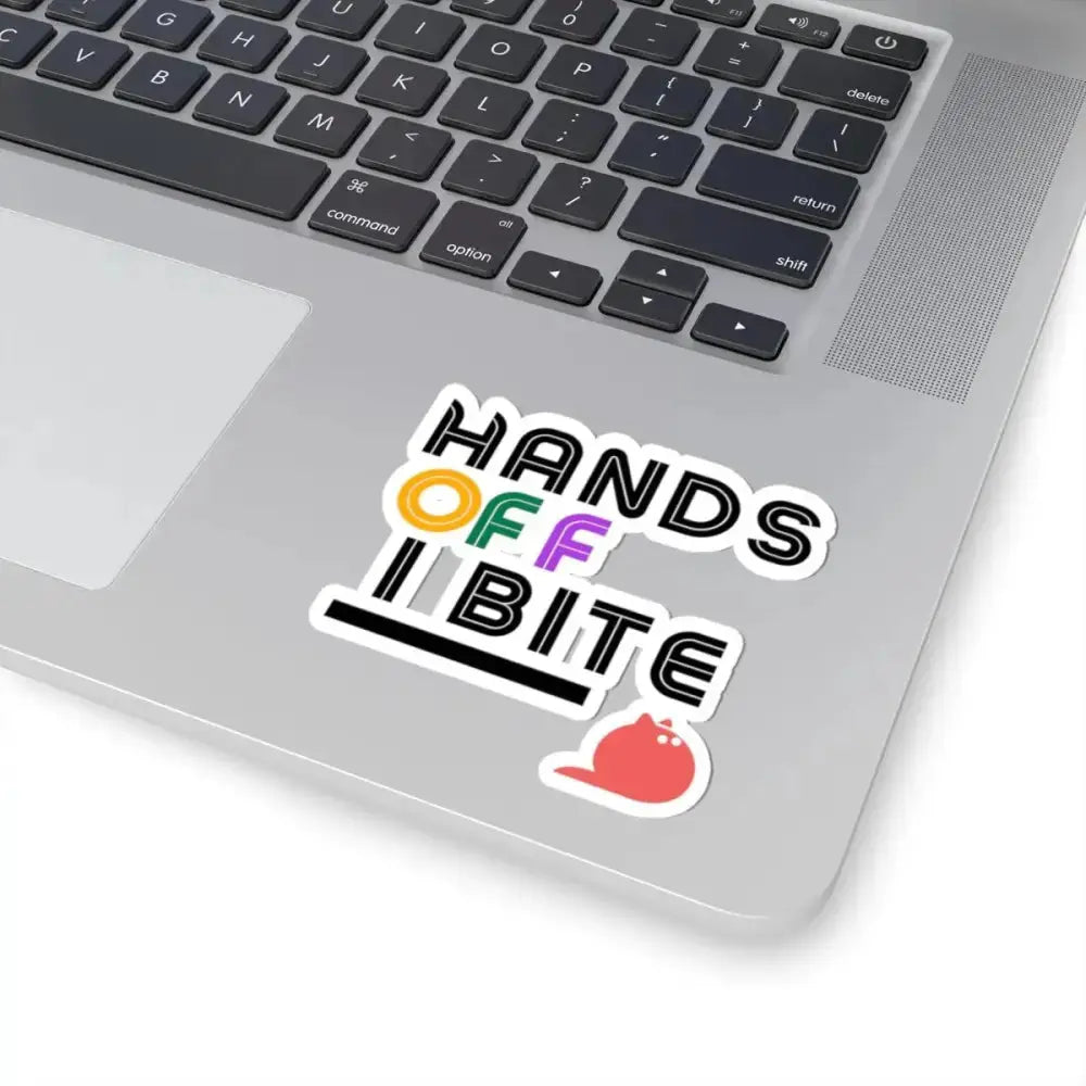 Playful 'Hands Off, I Bite' Kiss - Cut Stickers - Perfect for Cat Lovers & Fun Decor - FloofChonk