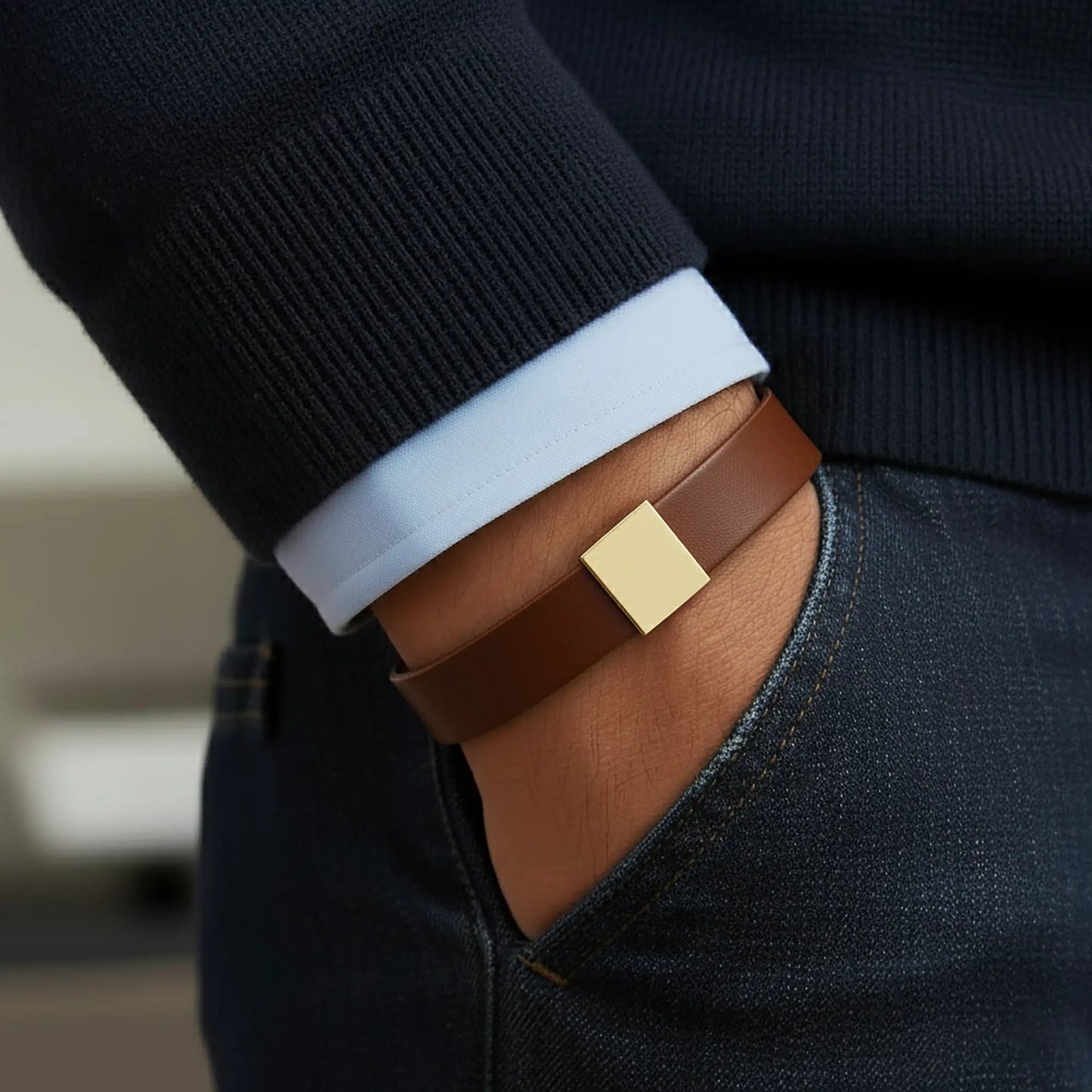 Premium Engraved Men's Leather Bracelet - FloofChonk