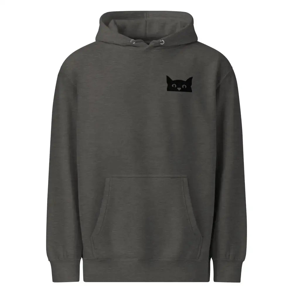 Premium Mid - Weight Hoodie with Peeking Cat - FloofChonk