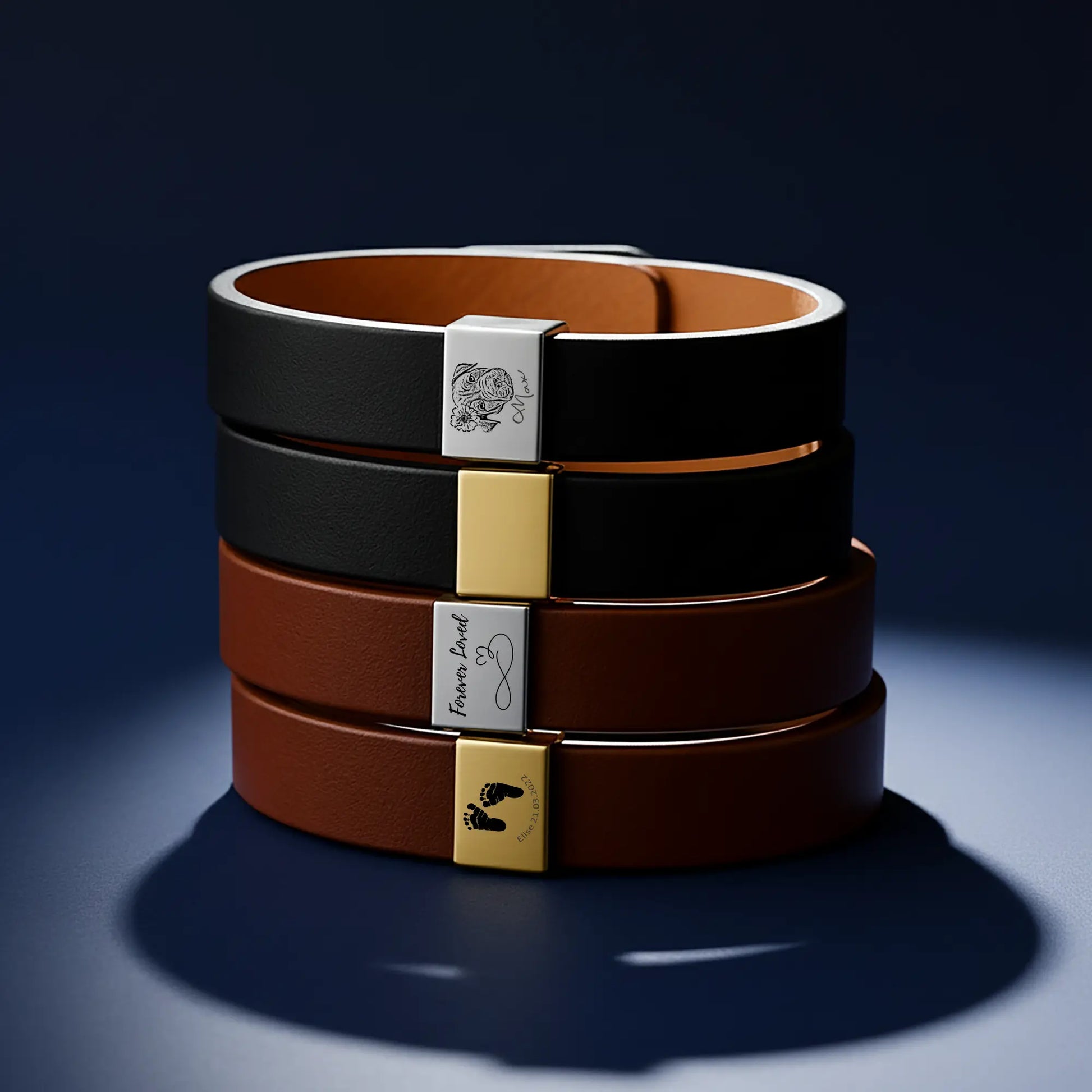 Premium Engraved Men's Leather Bracelet OwnPrint