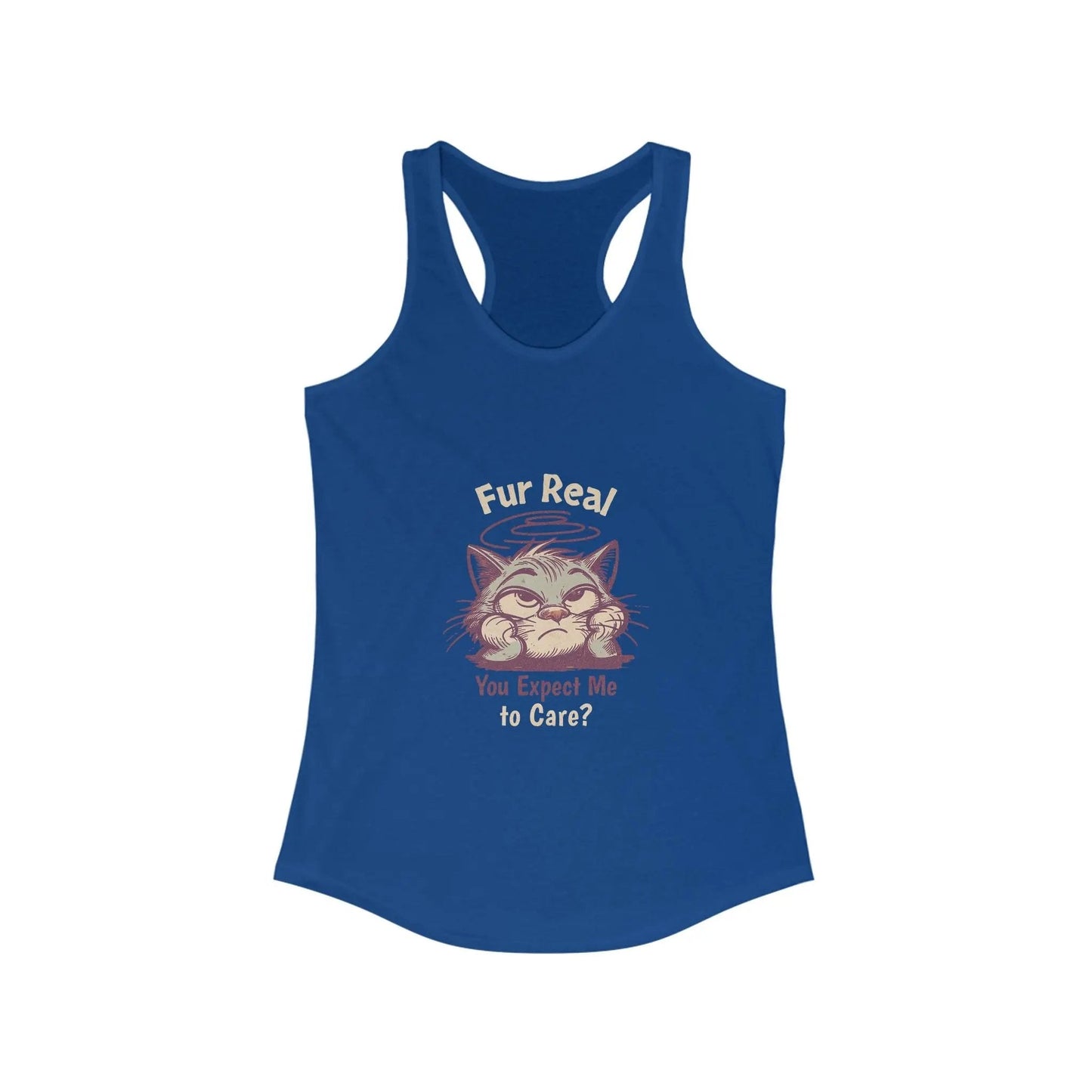 Racerback Tank, "Fur Real" Cat Lover Funny Cat Top - FloofChonk