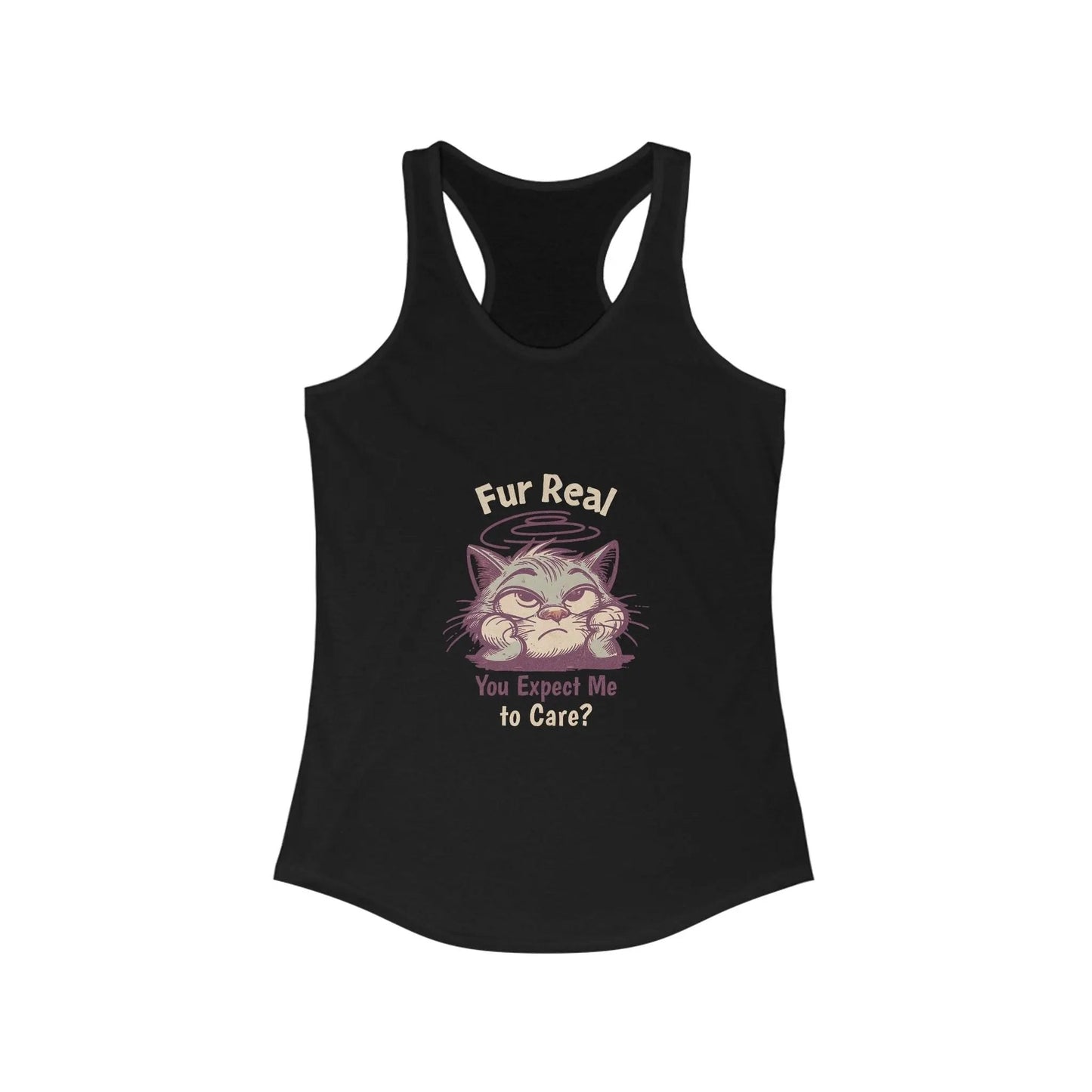 Racerback Tank, "Fur Real" Cat Lover Funny Cat Top - FloofChonk